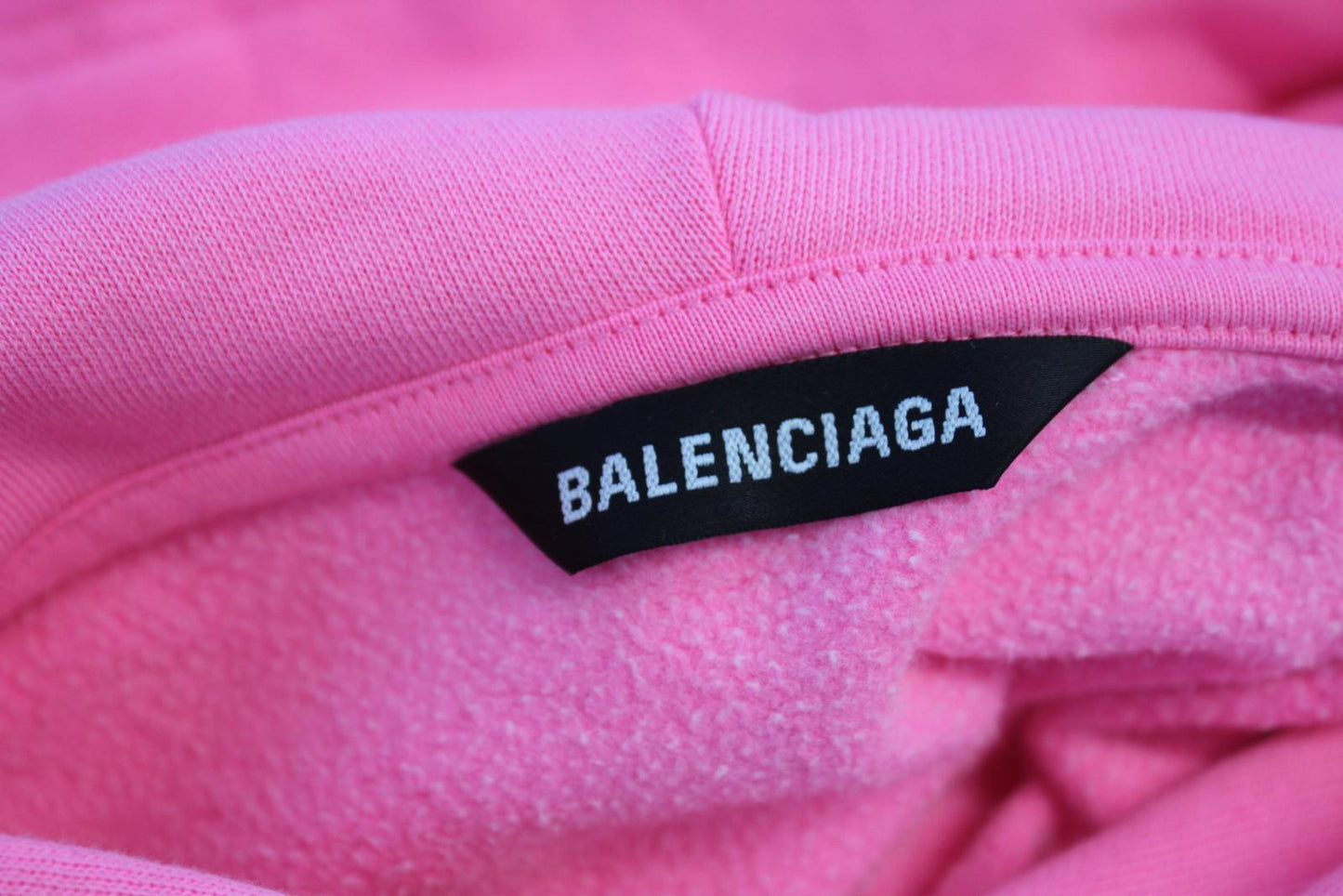 BALENCIAGA Men's Sponsor Logo Pullover Cotton Hoodie-Bubble Gum Pink/Black M NEW