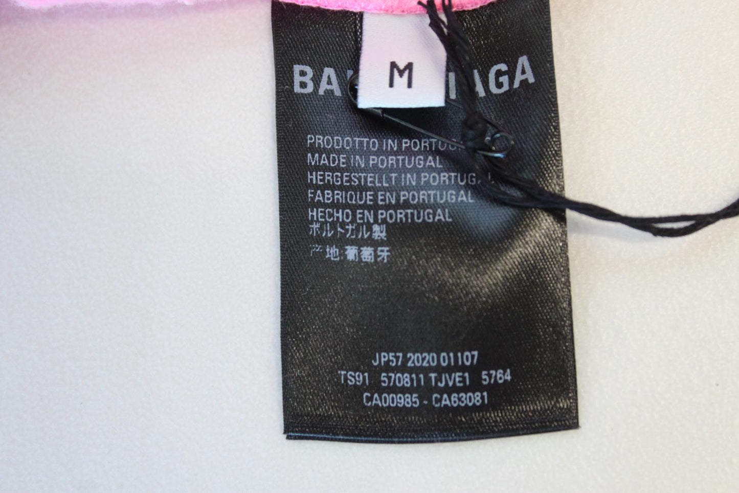 BALENCIAGA Men's Sponsor Logo Pullover Cotton Hoodie-Bubble Gum Pink/Black M NEW