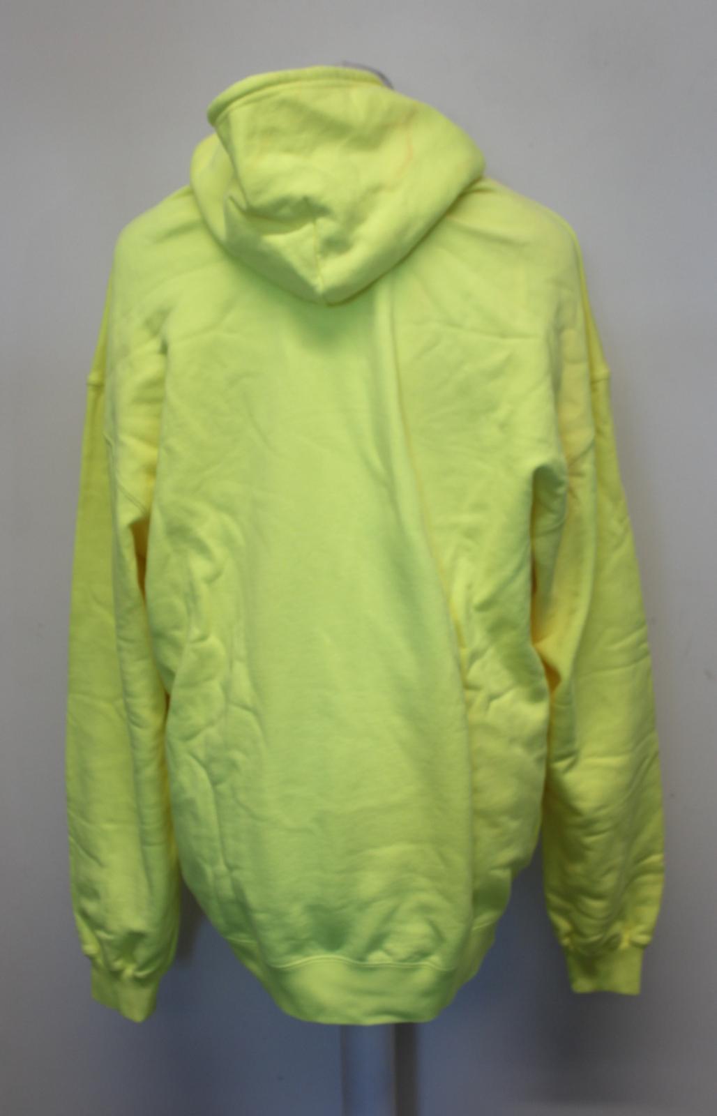 BALENCIAGA Men's Neon Yellow Black BB Logo Cotton Oversized Hoodie L NEW
