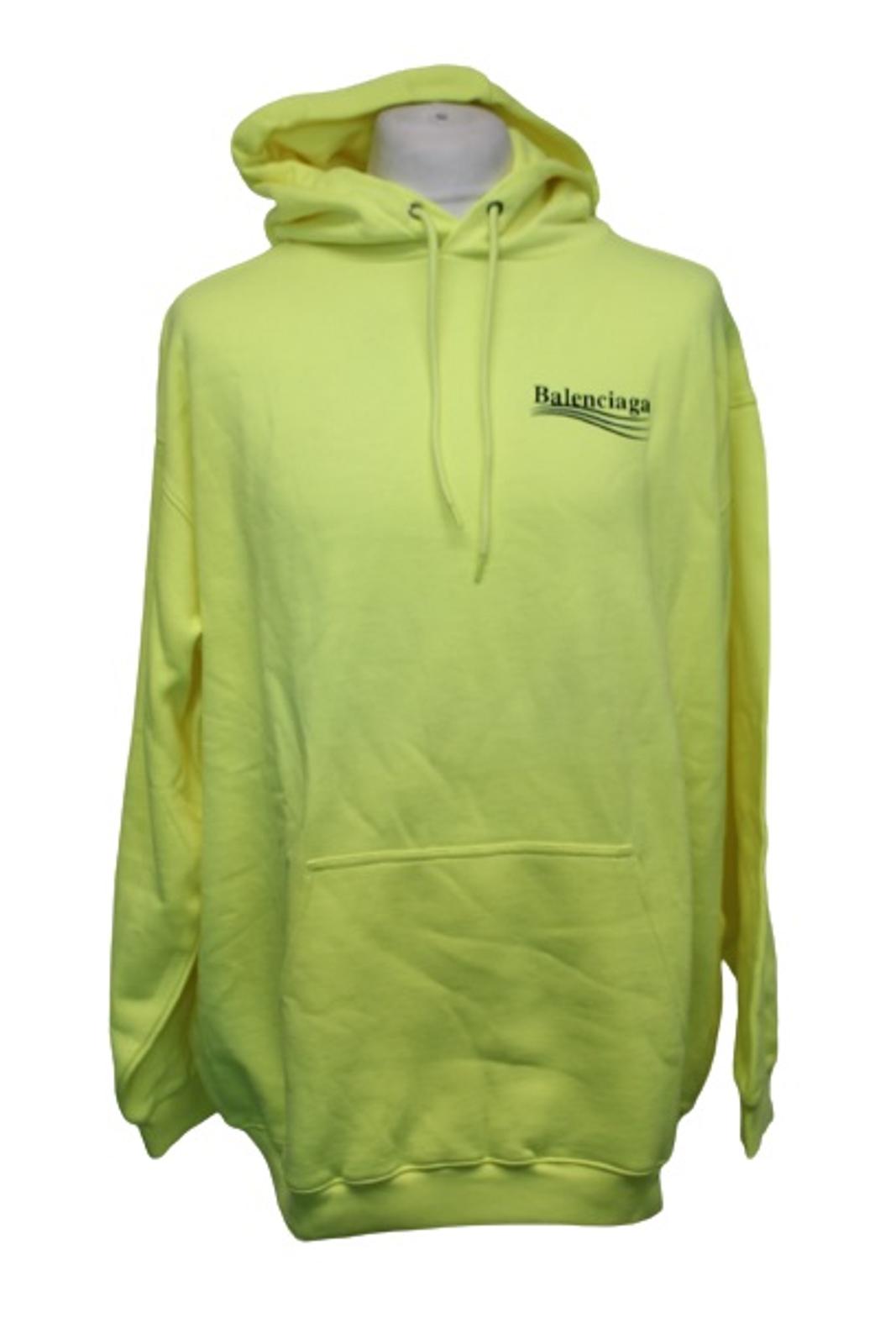 BALENCIAGA Men's Yellow Black Campaign Logo Cotton Hoodie Sweatshirt 2XL NEW