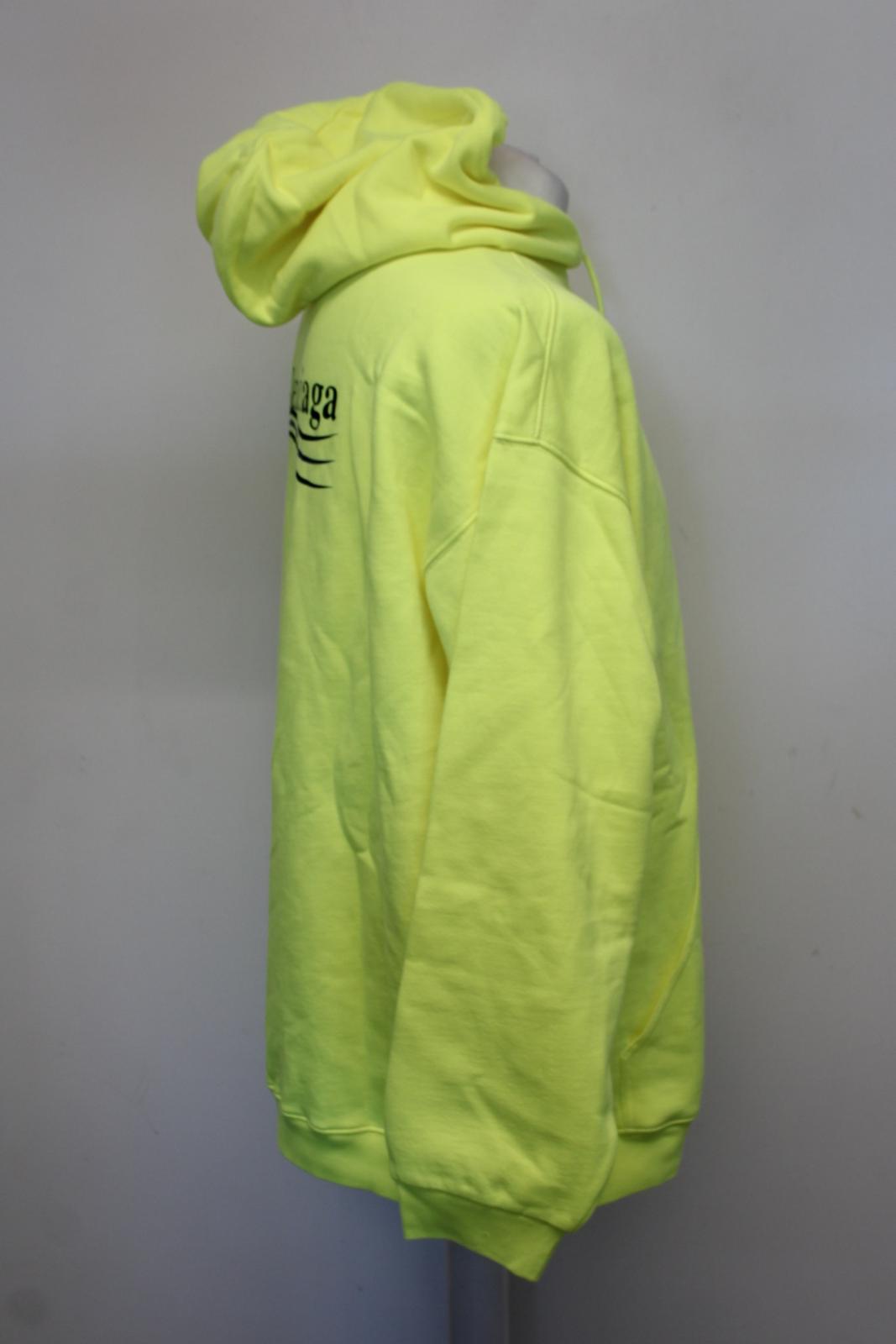 BALENCIAGA Men's Yellow Black Campaign Logo Cotton Hoodie Sweatshirt 2XL NEW