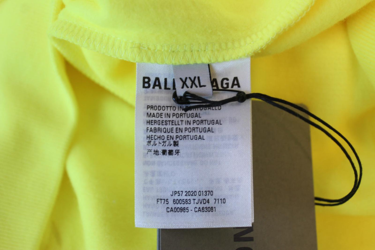 BALENCIAGA Men's Yellow Black Campaign Logo Cotton Hoodie Sweatshirt 2XL NEW