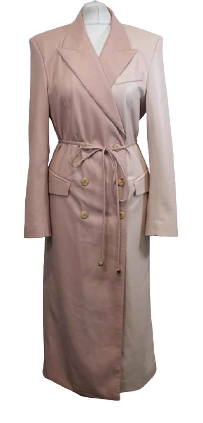 NANUSHKA Ladies Manila Pink Vegan Leather Patchwork Trench Coat Dress XS BNWT