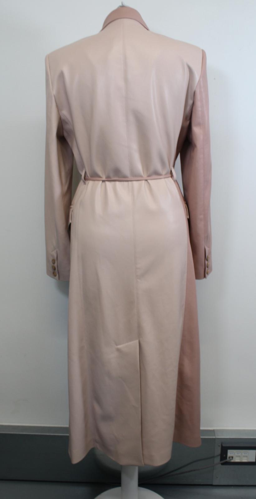 NANUSHKA Ladies Manila Pink Vegan Leather Patchwork Trench Coat Dress XS BNWT