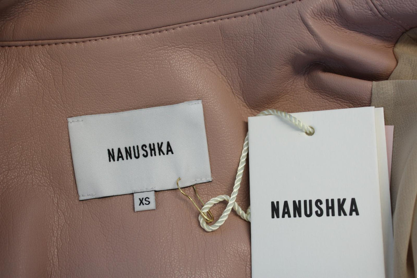 NANUSHKA Ladies Manila Pink Vegan Leather Patchwork Trench Coat Dress XS BNWT