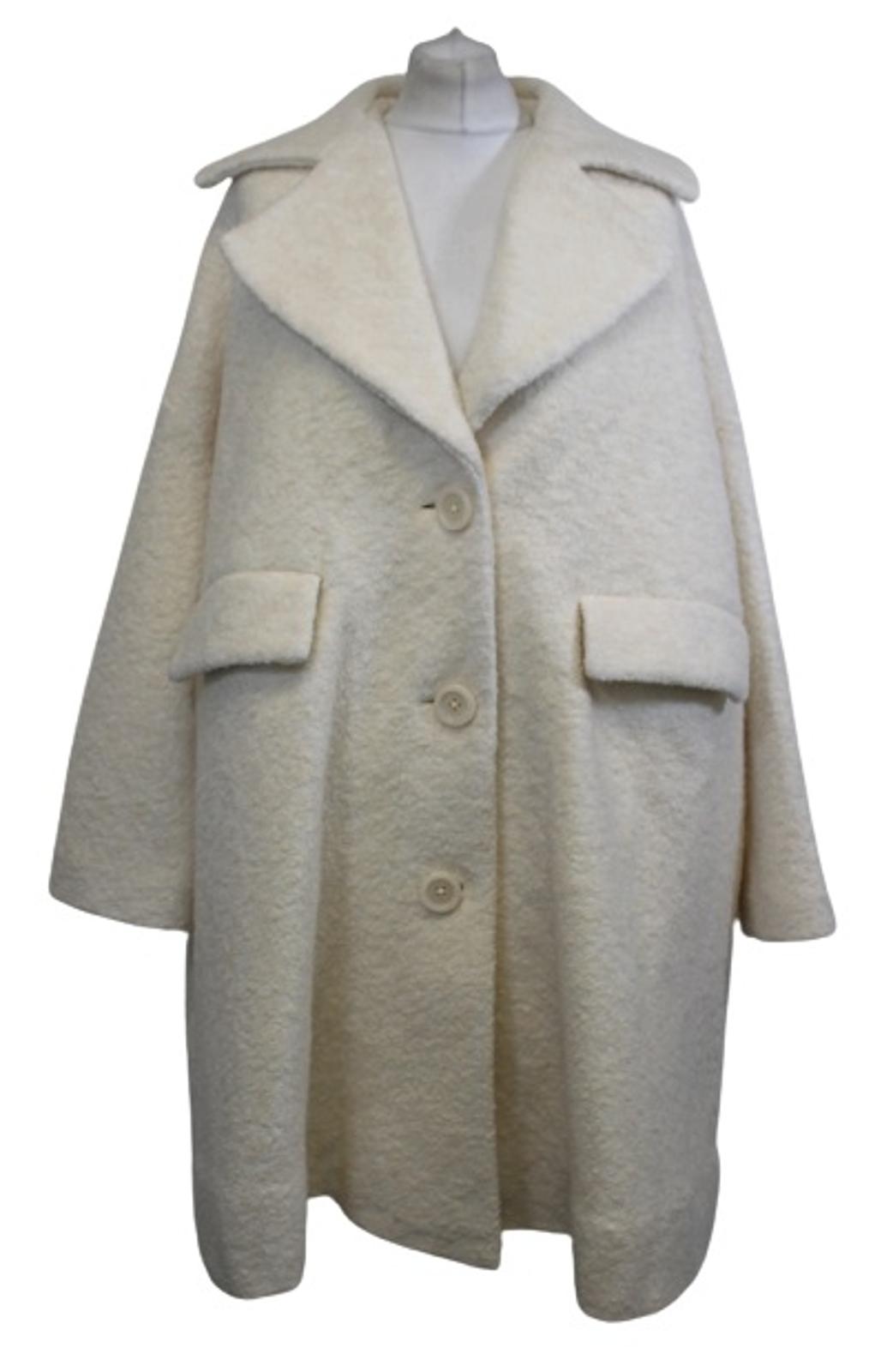 GANNI Ladies Ivory Fenn Single Breasted Oversized Wool Blend Coat XS/S NEW