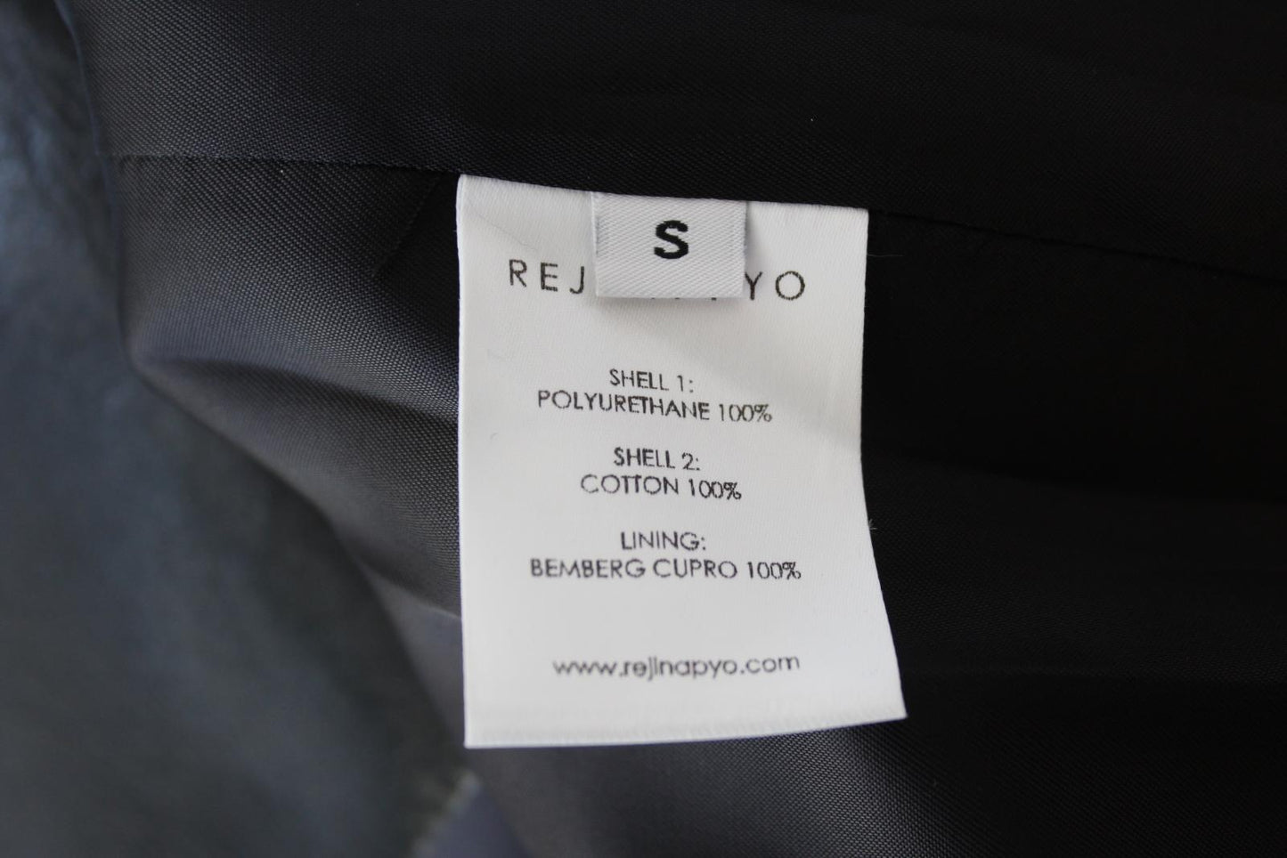 REJINA PYO Ladies Logan Black Faux Leather Contrast Stitch Shiny Coat S NEW