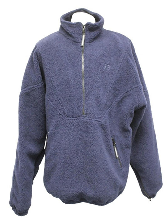 BALENCIAGA Men's Navy Blue High-Neck Half Zip Oversized Fleece Jacket 48/M BNWT