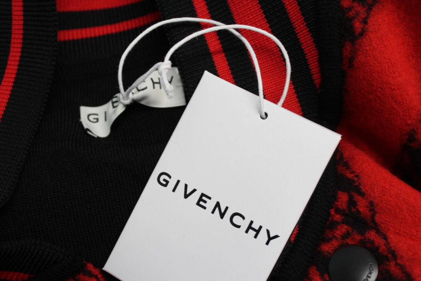 GIVENCHY Men's Givenchy Red Black Chain Link Logo Wool Bomber Jacket L BNWT