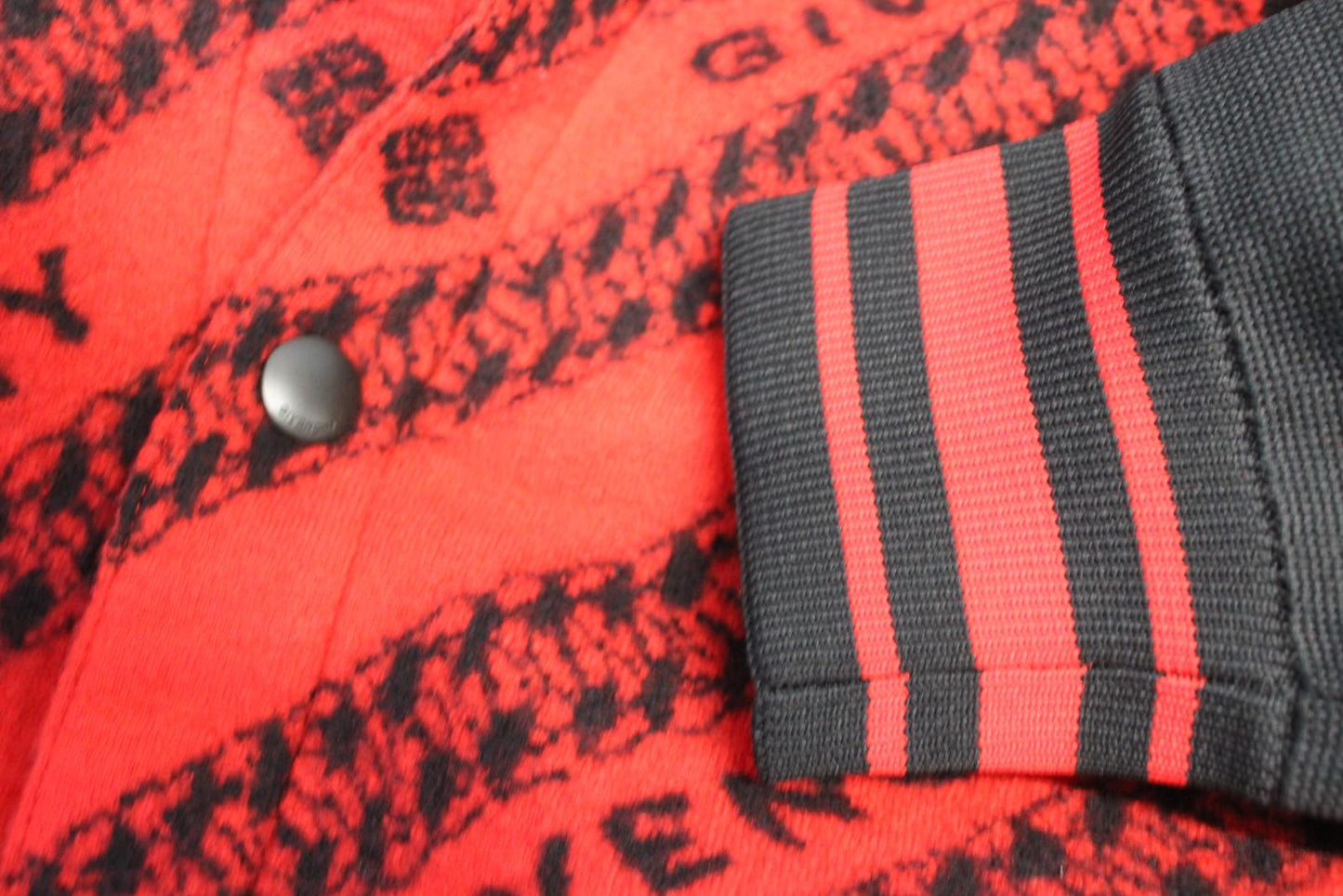 GIVENCHY Men's Givenchy Red Black Chain Link Logo Wool Bomber Jacket XL BNWT