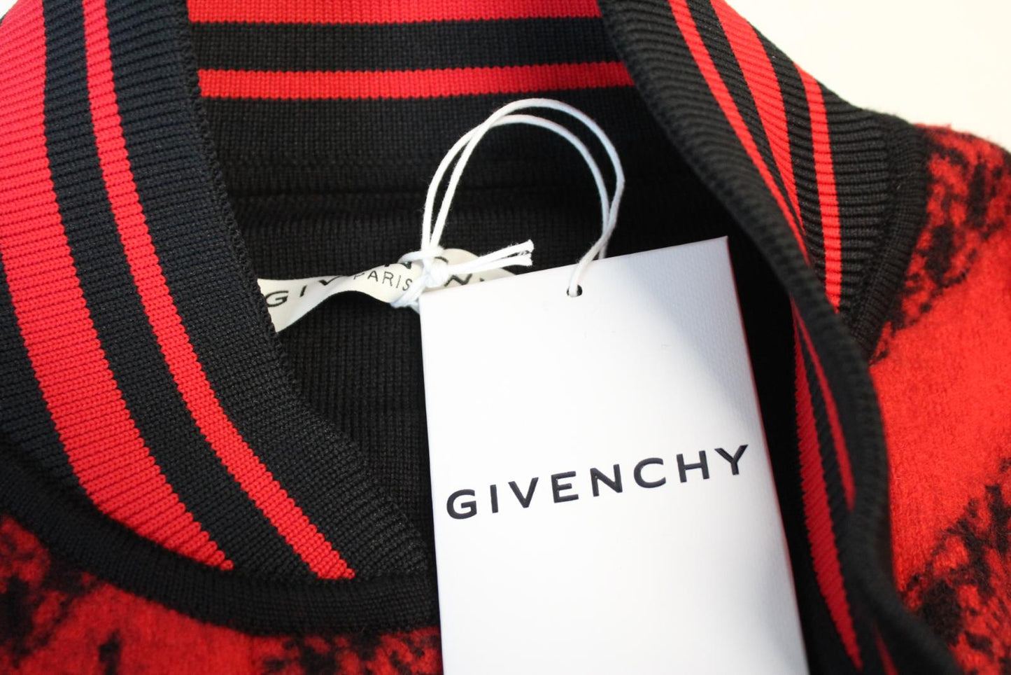 GIVENCHY Men's Givenchy Red Black Chain Link Logo Wool Bomber Jacket M BNWT