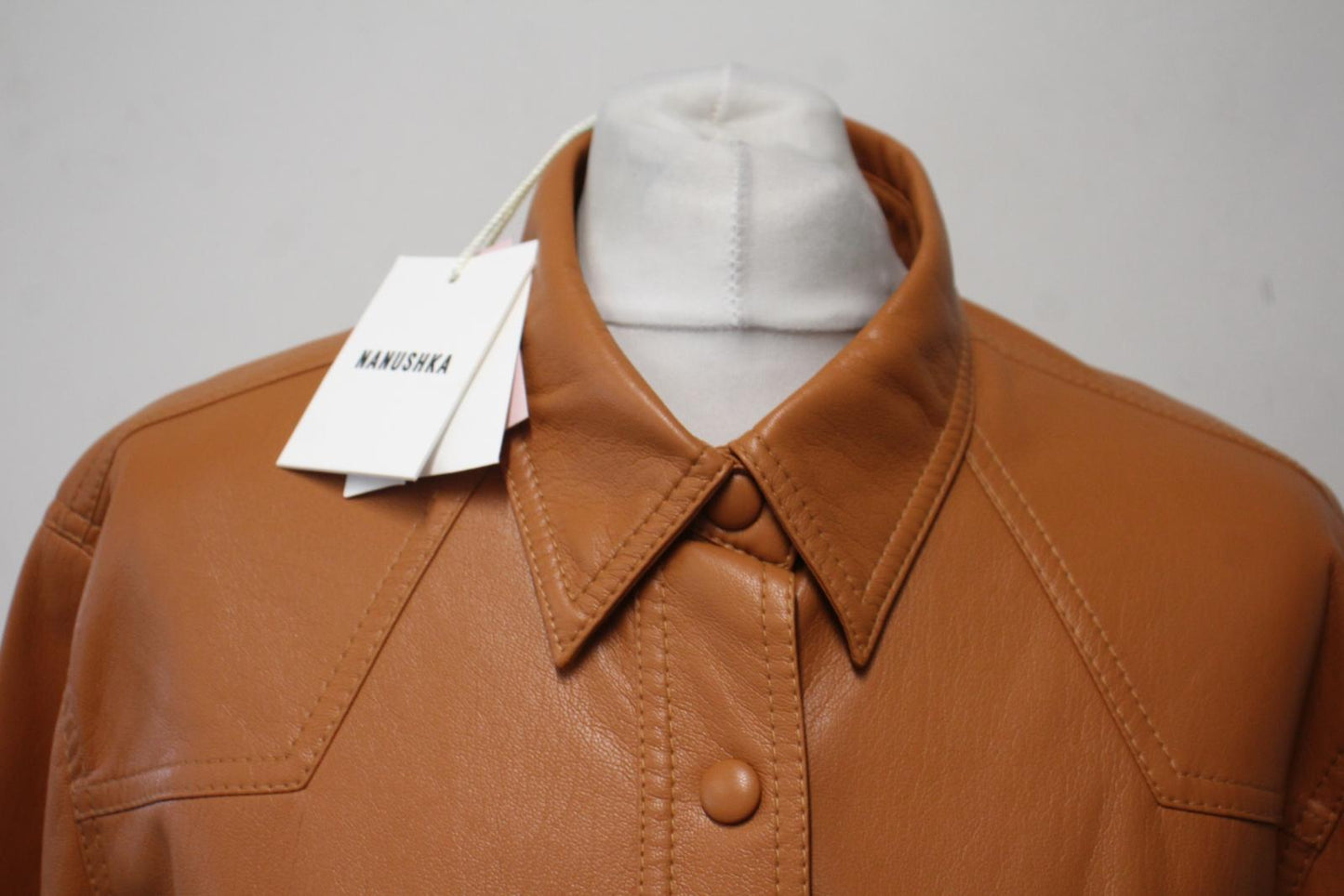 NANUSHKA Ladies Burnt Orange Faux Leather Button Front Eddy Jacket Size M NEW