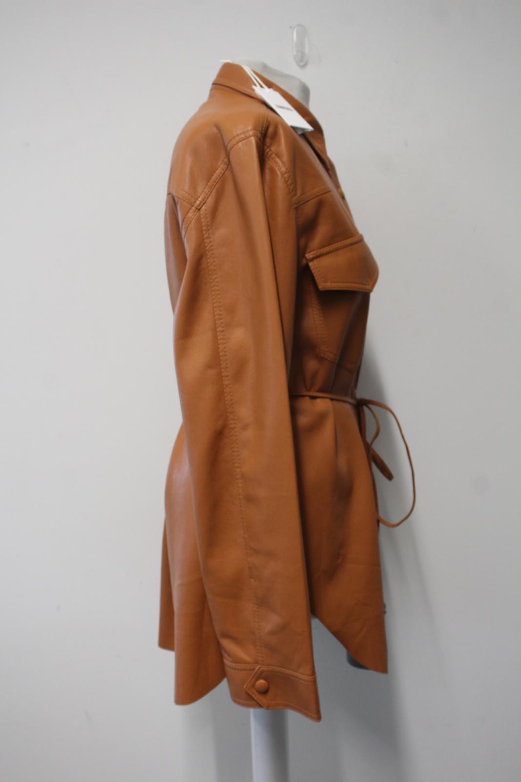 NANUSHKA Ladies Burnt Orange Faux Leather Button Front Eddy Jacket Size M NEW