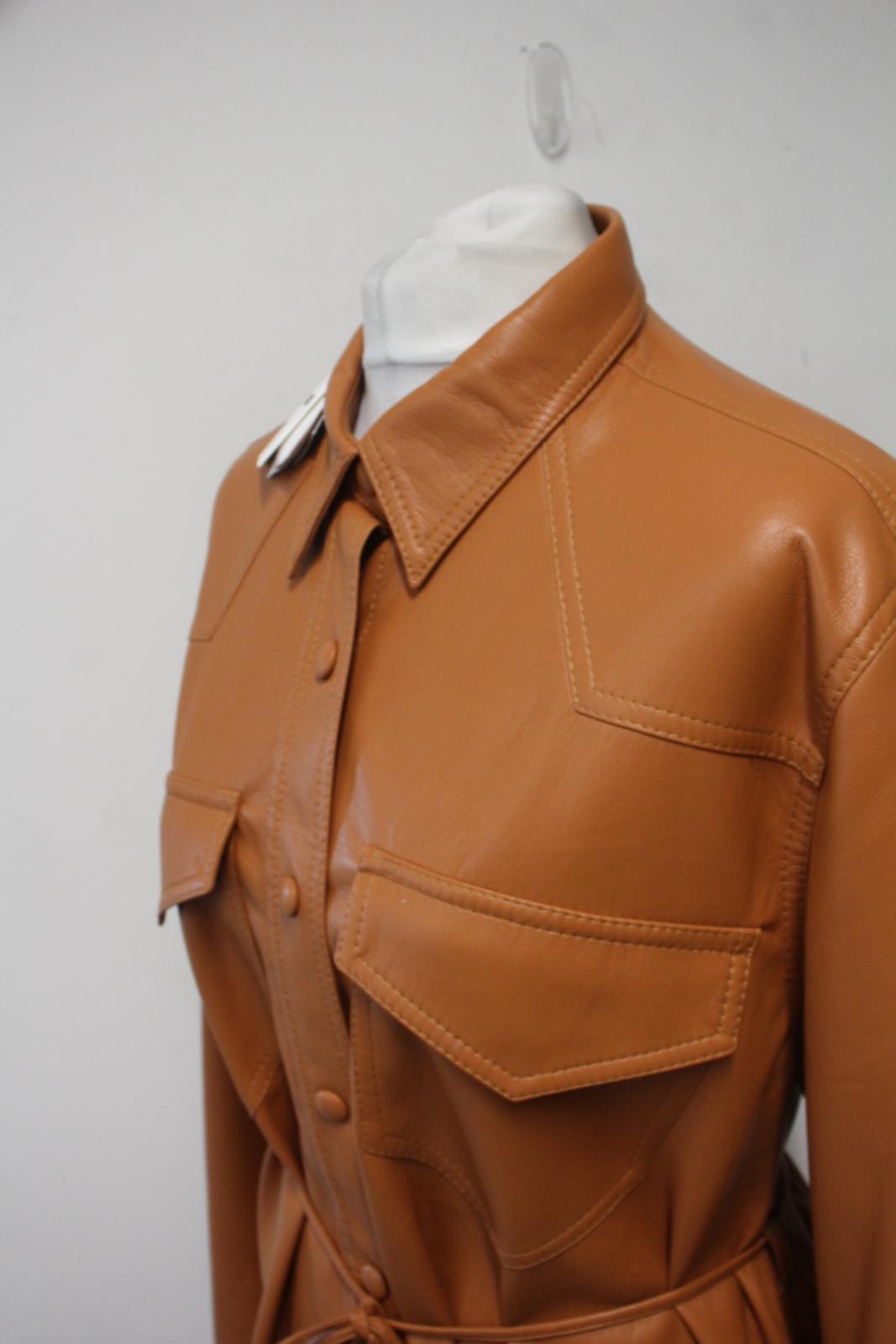 NANUSHKA Ladies Burnt Orange Faux Leather Button Front Eddy Jacket Size M NEW