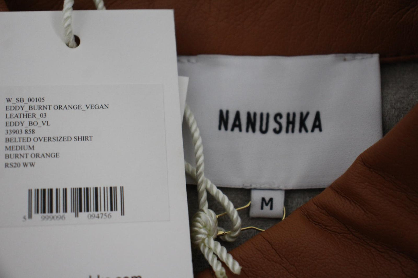 NANUSHKA Ladies Burnt Orange Faux Leather Button Front Eddy Jacket Size M NEW