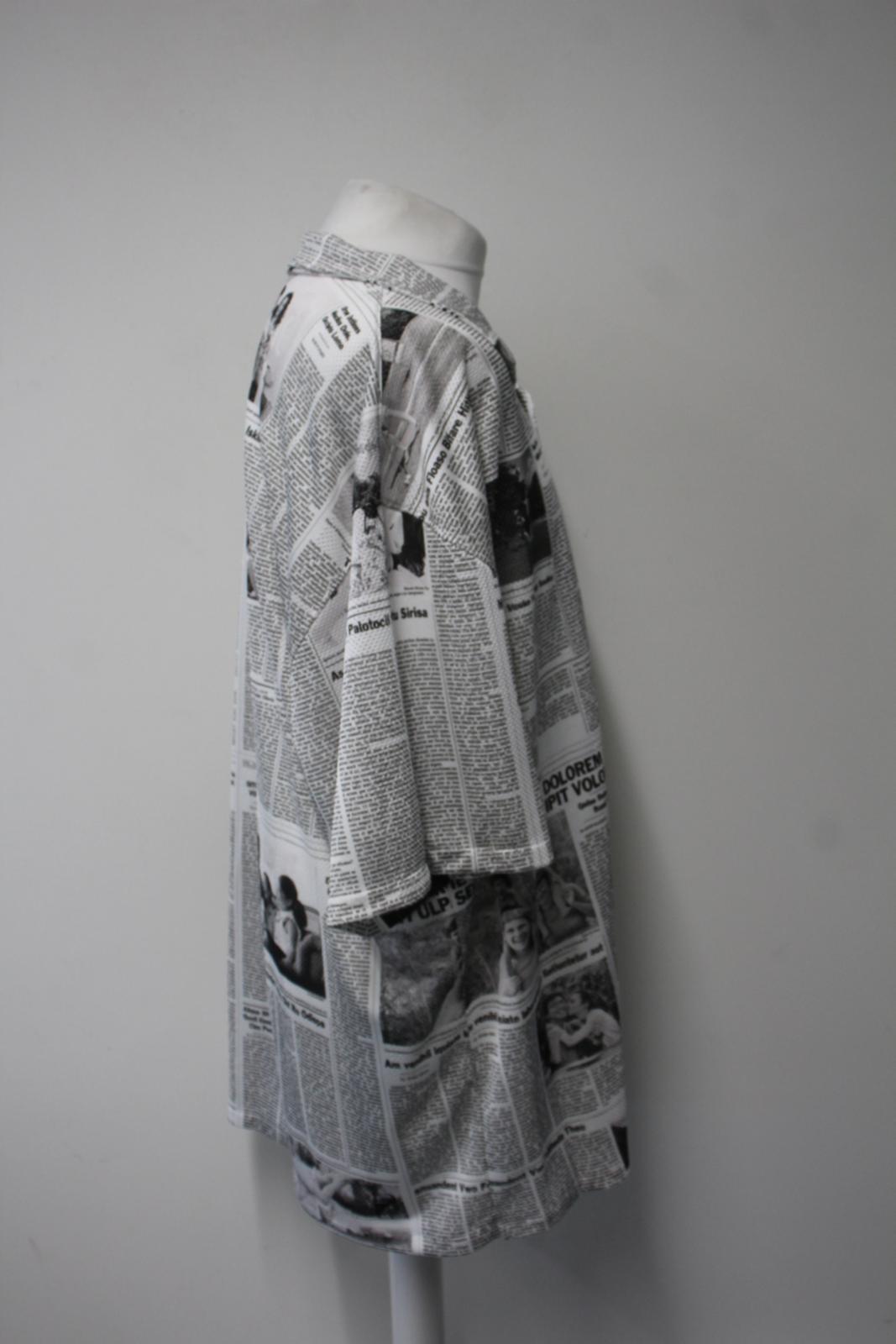 BALENCIAGA Men's Black & White Newspaper Print Oversized Shirt Size EU41/L NEW