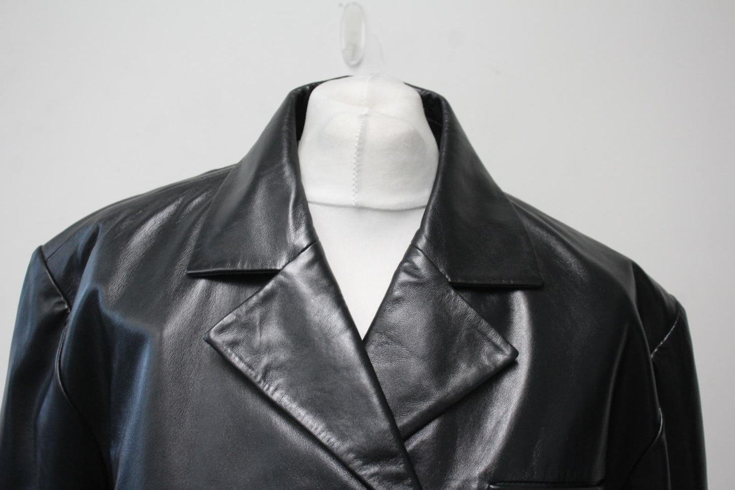 GANNI Ladies Black Lamb Leather Boxy Fit Cropped Jacket Size 42 UK16 NEW