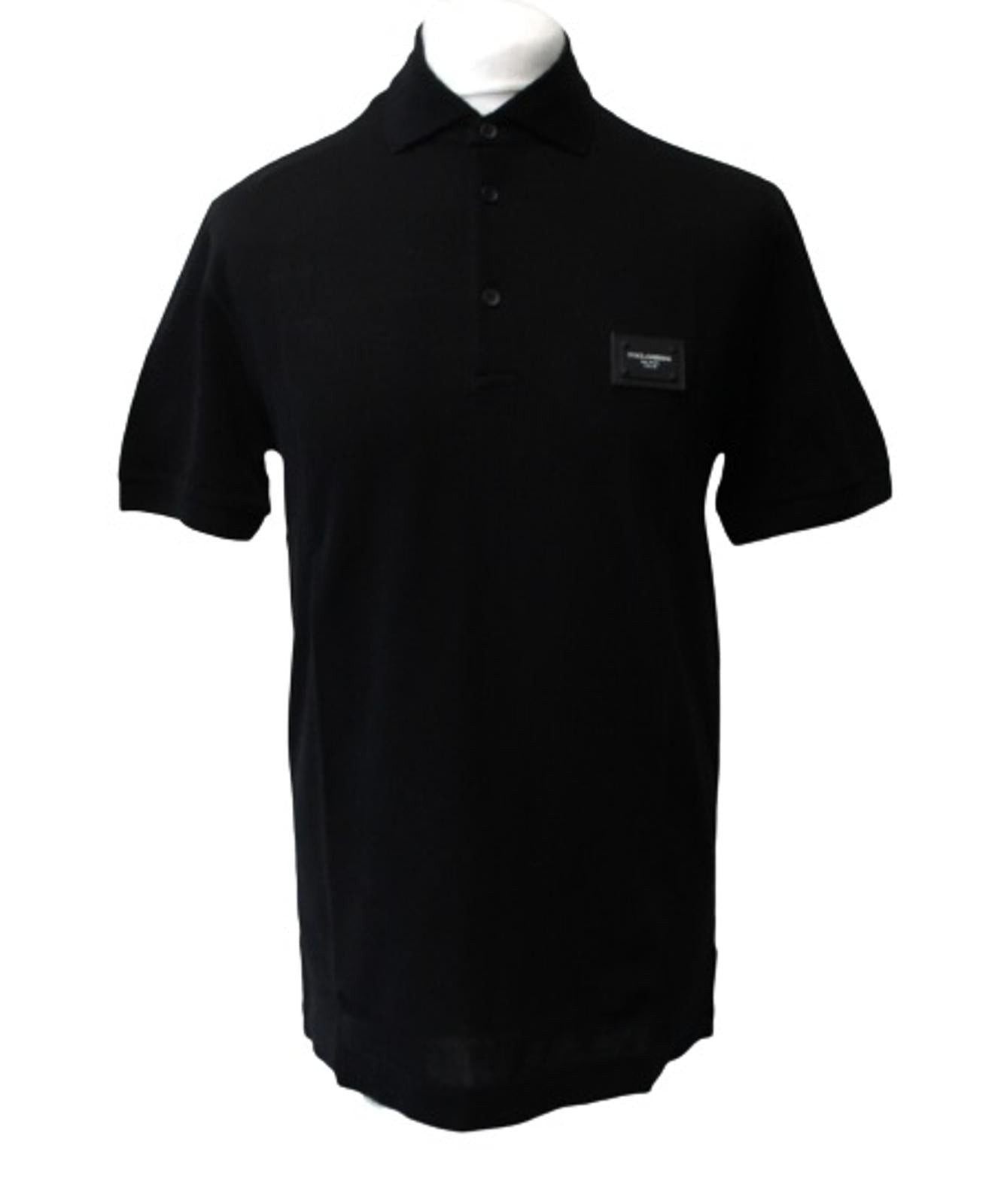 DOLCE & GABBANA Men's Black Cotton Short Sleeve Polo Shirt size IT48 UK S NEW