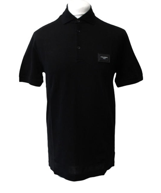DOLCE & GABBANA Men's Black Cotton Short Sleeve Polo Shirt size IT48 UK S NEW