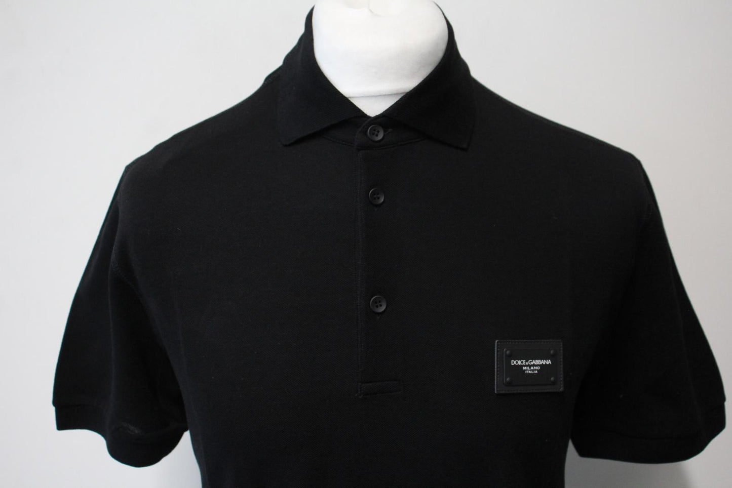 DOLCE & GABBANA Men's Black Cotton Short Sleeve Polo Shirt size IT48 UK S NEW