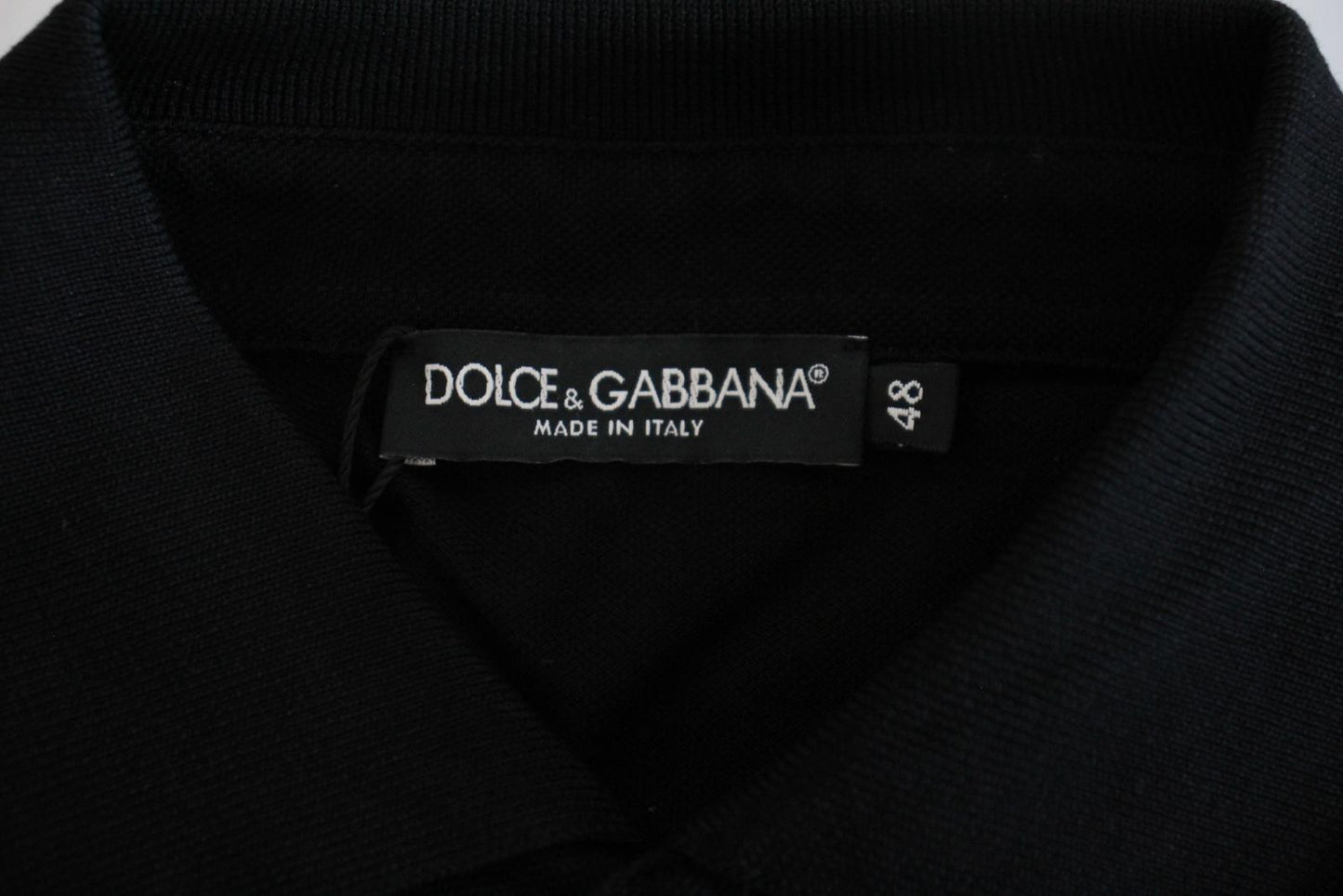 DOLCE & GABBANA Men's Black Cotton Short Sleeve Polo Shirt size IT48 UK S NEW