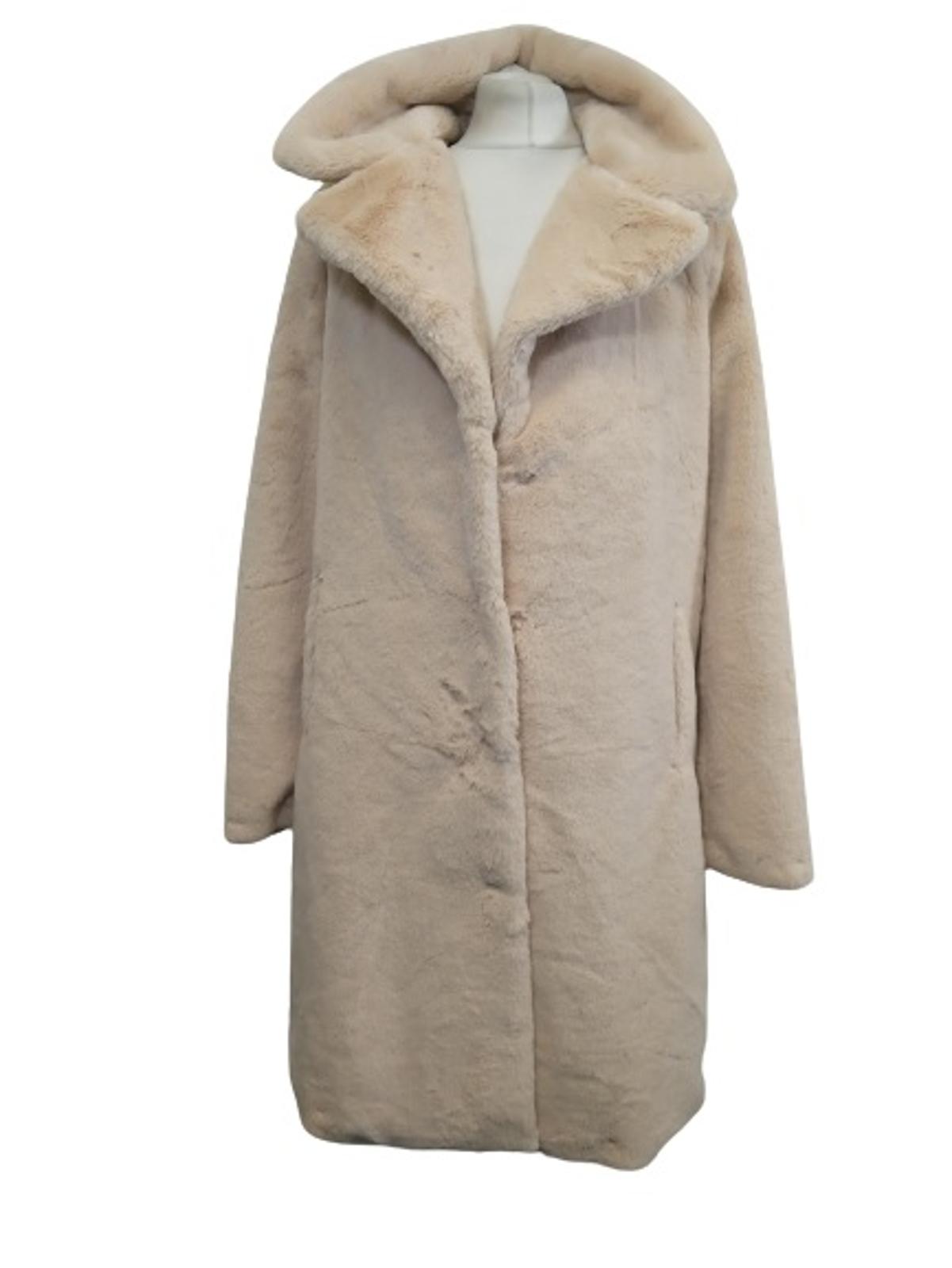 ISABEL MARANT Ladies Beige Fluffy Long Sleeve Collared Coat Size UK6 NEW