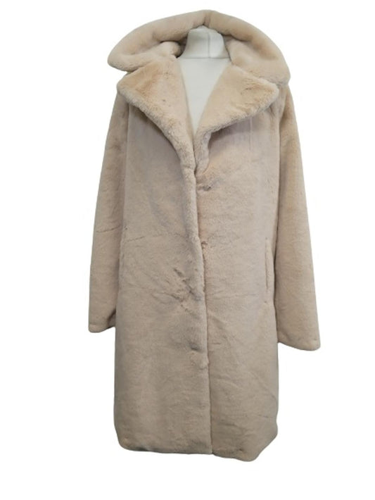 ISABEL MARANT Ladies Beige Fluffy Long Sleeve Collared Coat Size UK6 NEW