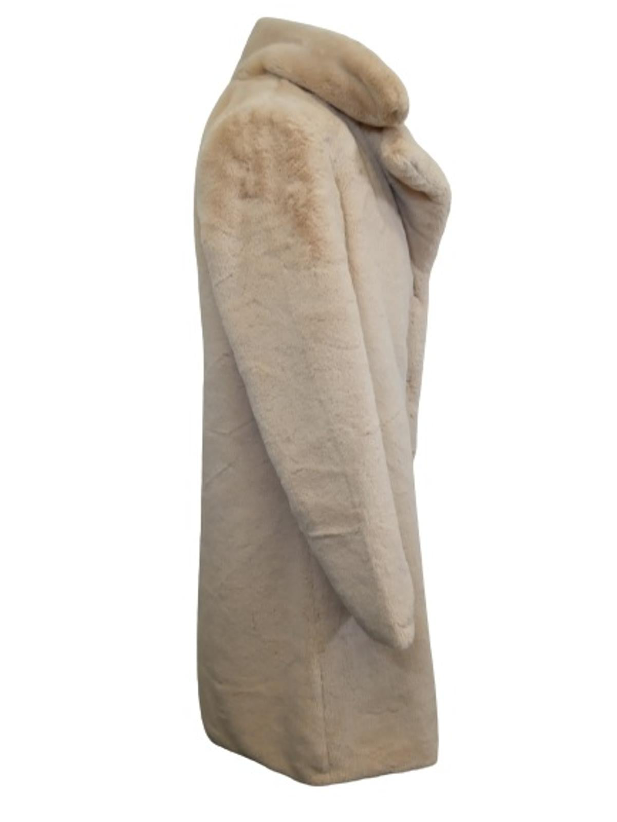 ISABEL MARANT Ladies Beige Fluffy Long Sleeve Collared Coat Size UK6 NEW