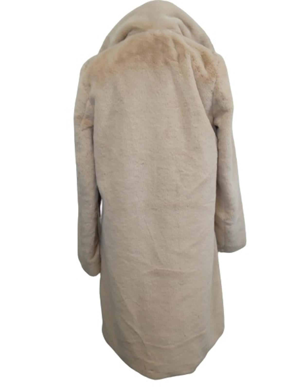 ISABEL MARANT Ladies Beige Fluffy Long Sleeve Collared Coat Size UK6 NEW