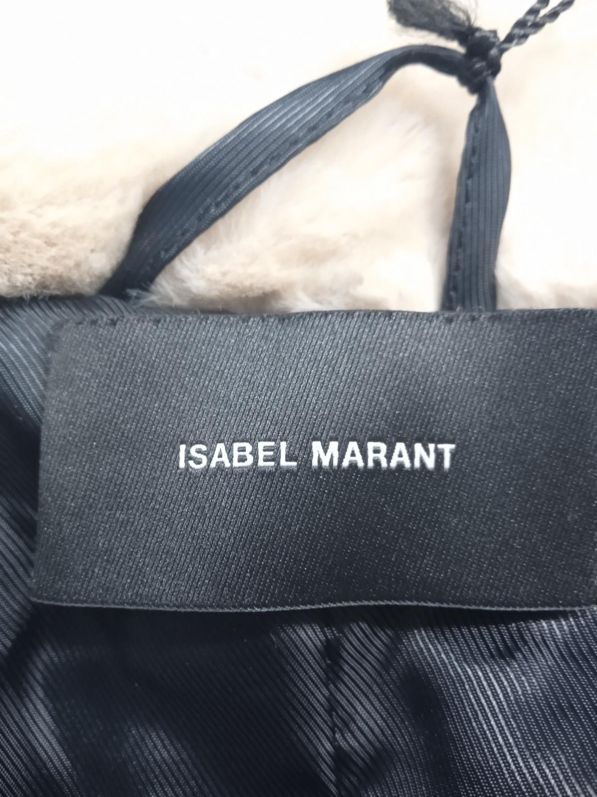 ISABEL MARANT Ladies Beige Fluffy Long Sleeve Collared Coat Size UK6 NEW