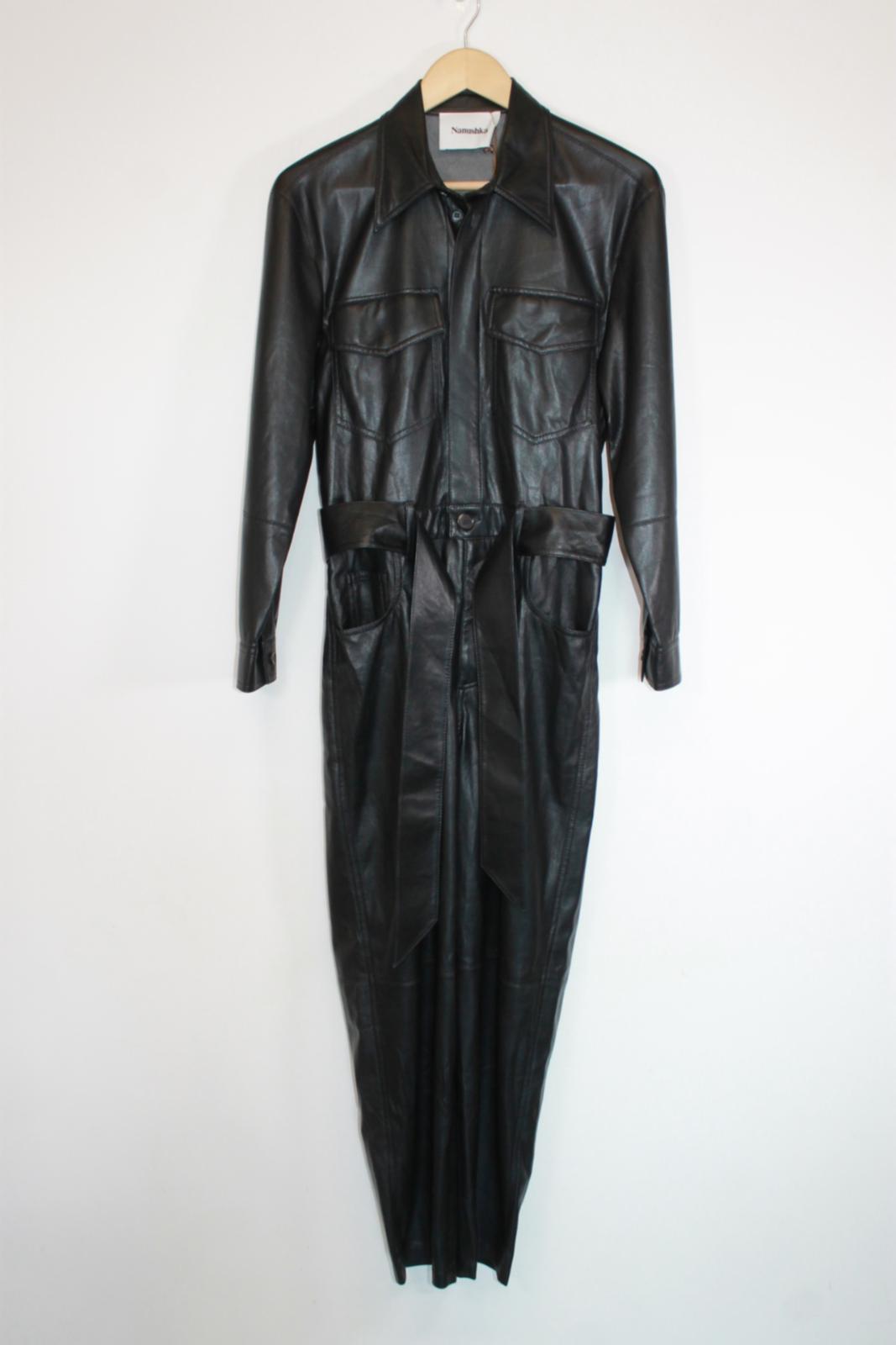 NANUSHKA Ladies Black Vegan Leather Asthon Boilersuit Jumpsuit XS BNWT RRP645