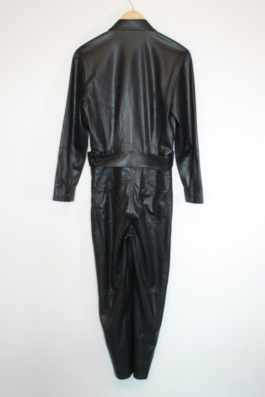NANUSHKA Ladies Black Vegan Leather Asthon Boilersuit Jumpsuit XS BNWT RRP645