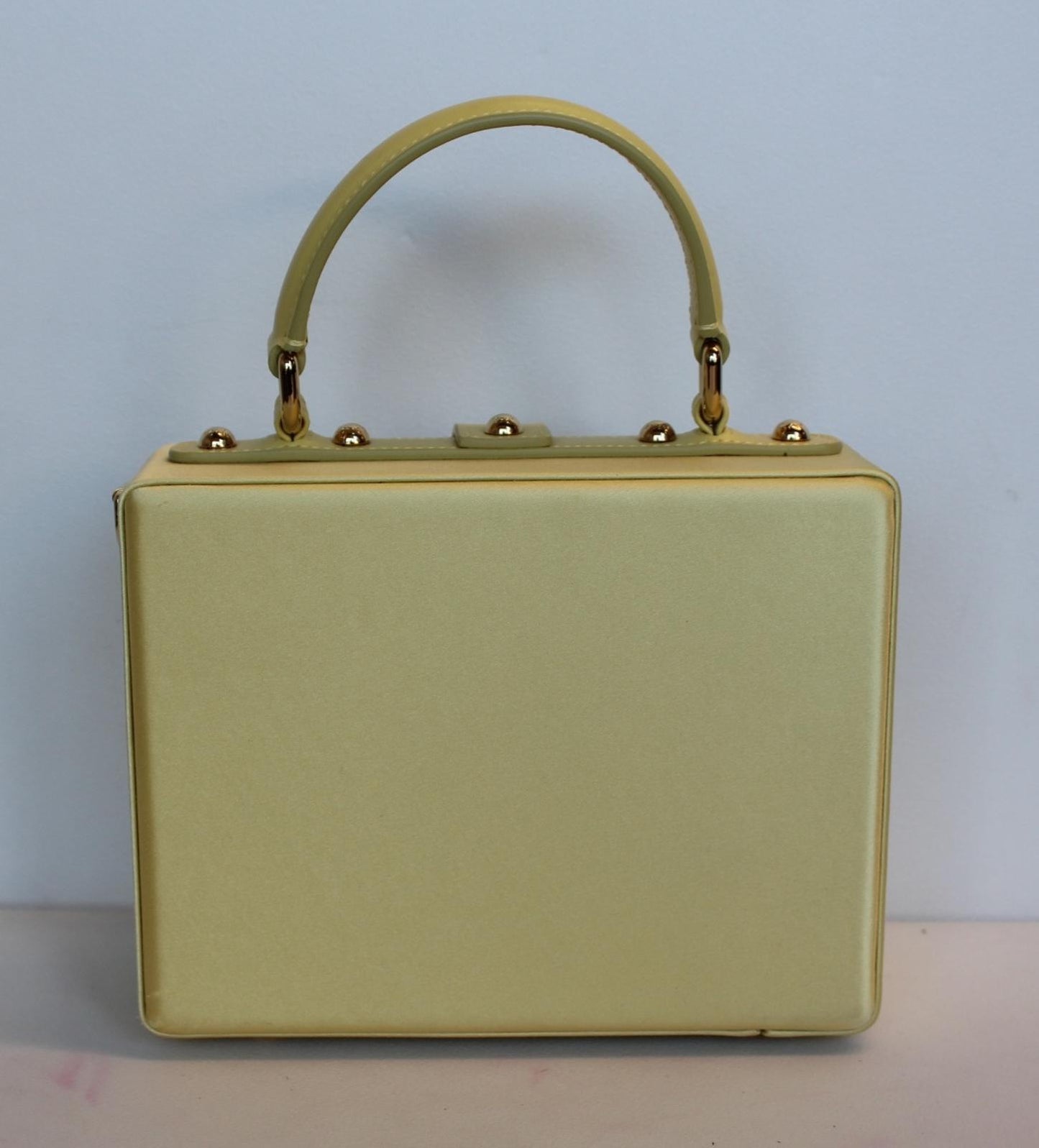 DOLCE & GABBANA Ladies Yellow Satin Crystal Embellished Dolce Box Bag OS NEW