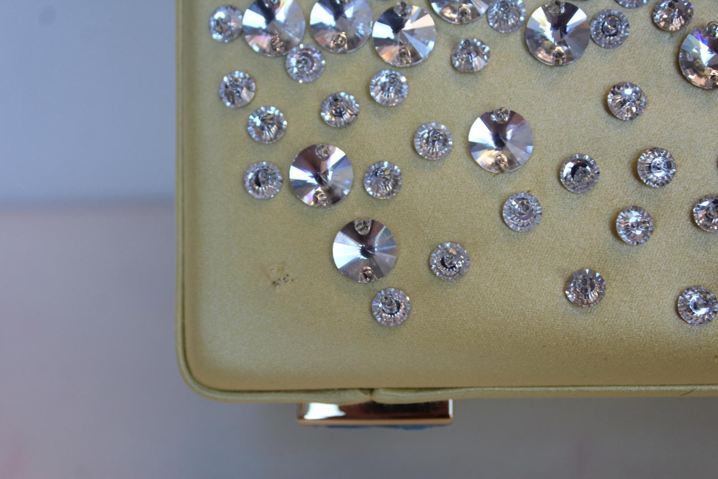 DOLCE & GABBANA Ladies Yellow Satin Crystal Embellished Dolce Box Bag OS NEW