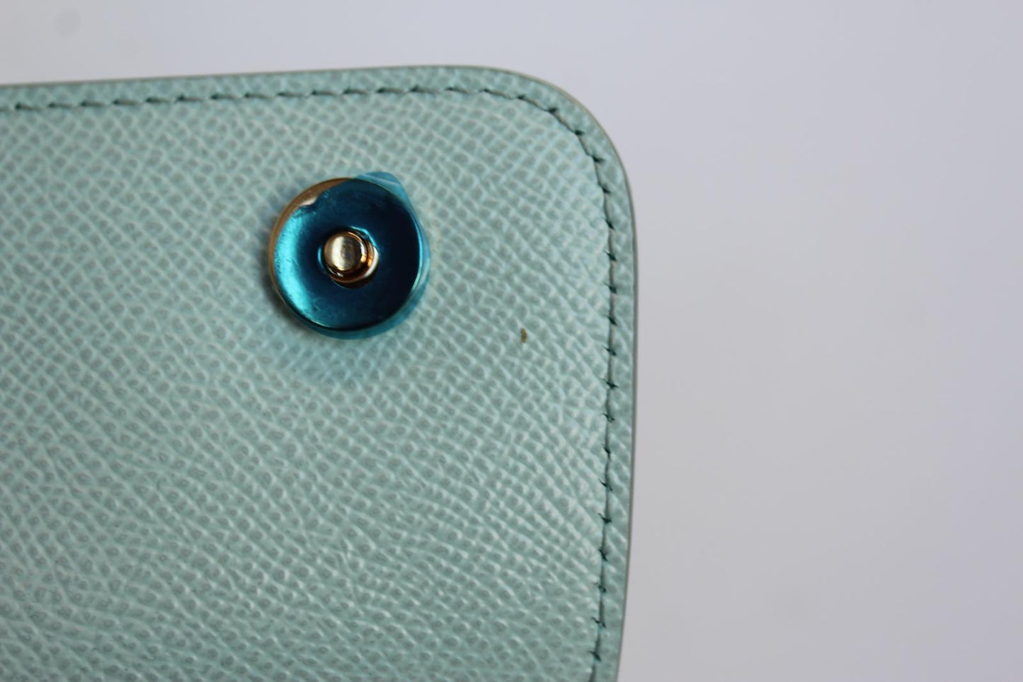 DOLCE & GABBANA Ladies Light Blue Grain Leather Magnetic Snap Sicily Bag NEW