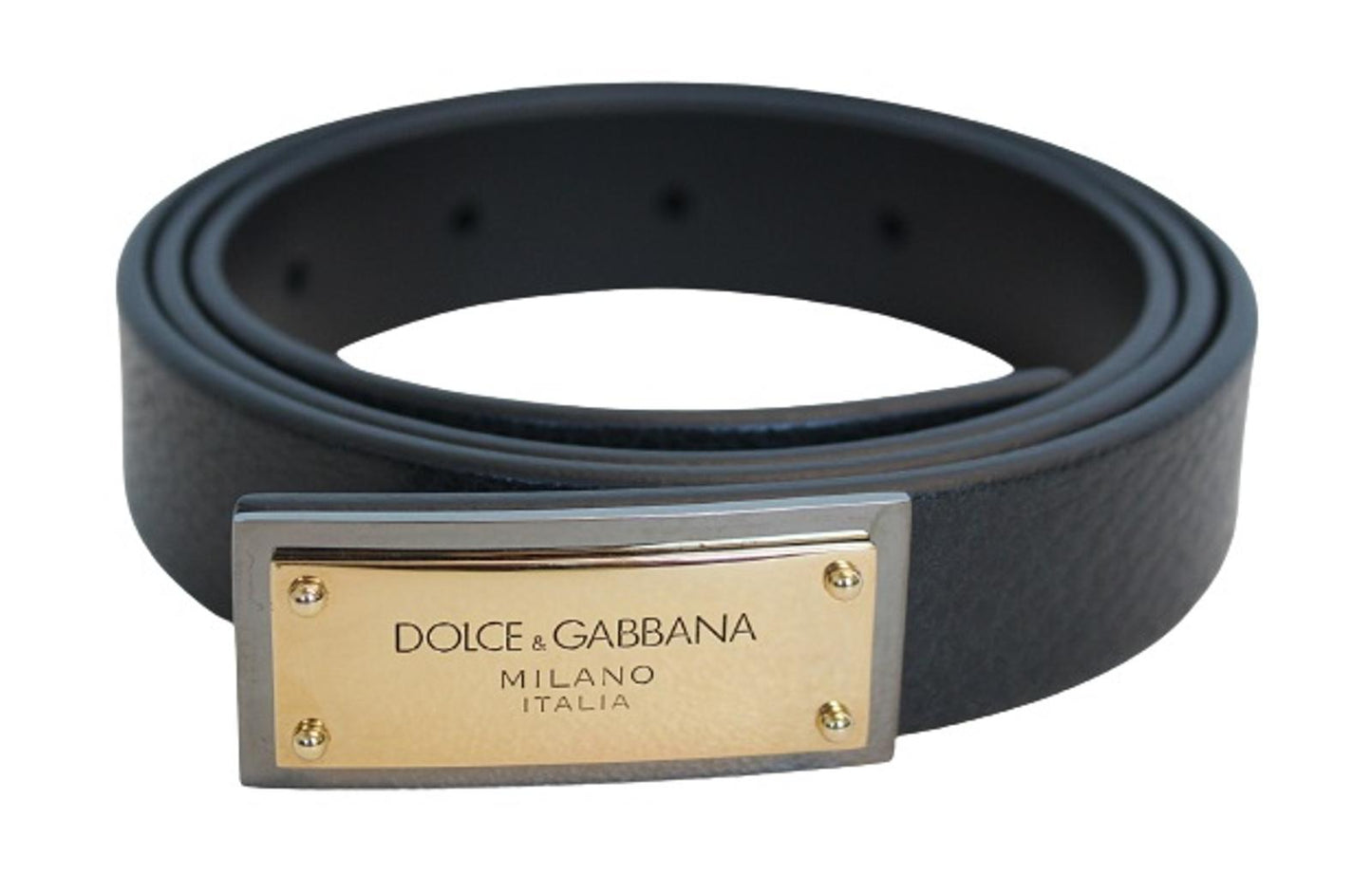 DOLCE & GABBANA Men's BC4591 AV480 Black Leather Buckle Belt 85cm 34" NEW