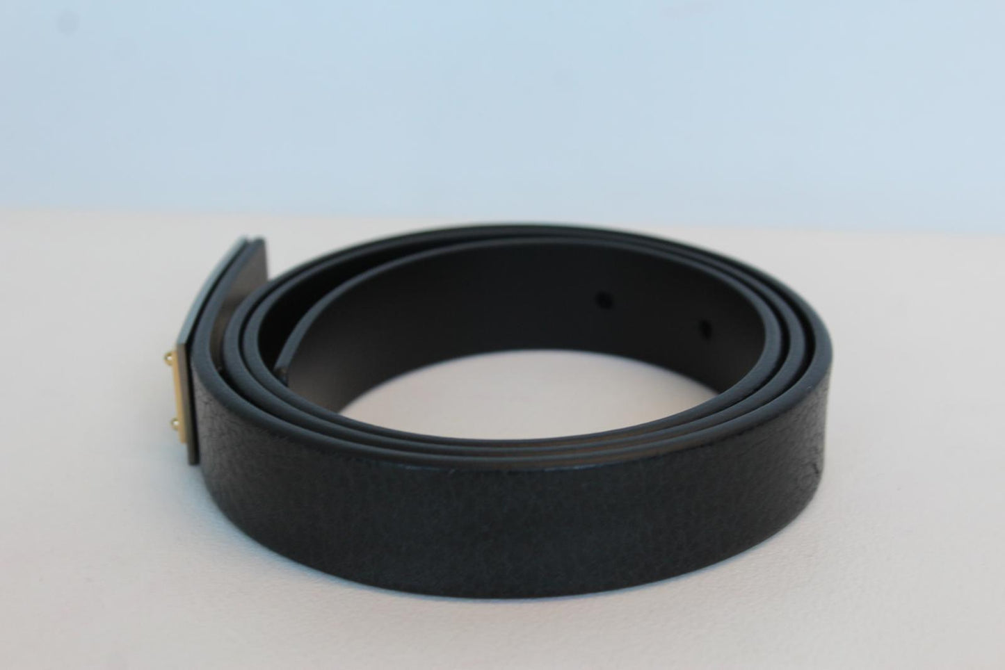 DOLCE & GABBANA Men's BC4591 AV480 Black Leather Buckle Belt 85cm 34" NEW