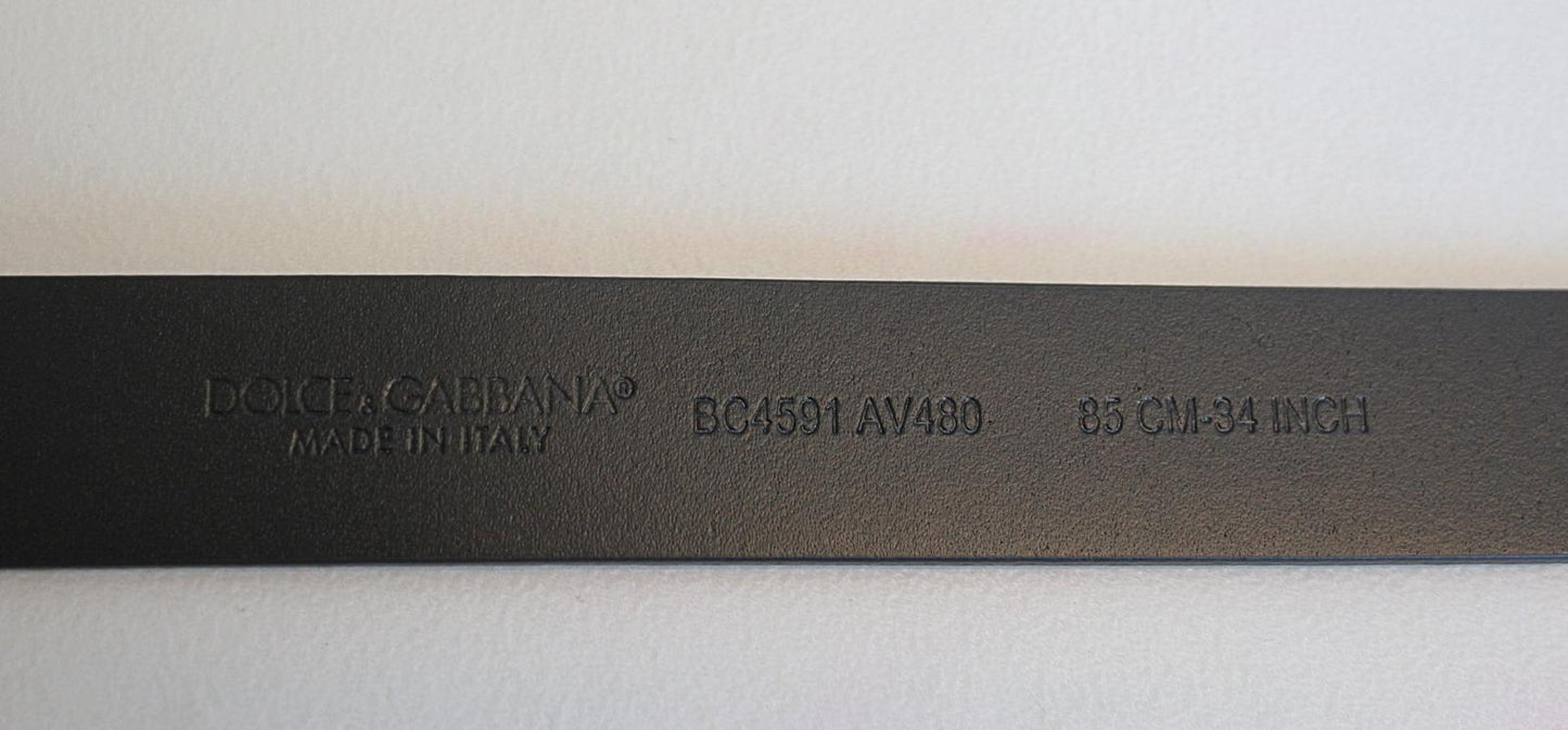 DOLCE & GABBANA Men's BC4591 AV480 Black Leather Buckle Belt 85cm 34" NEW