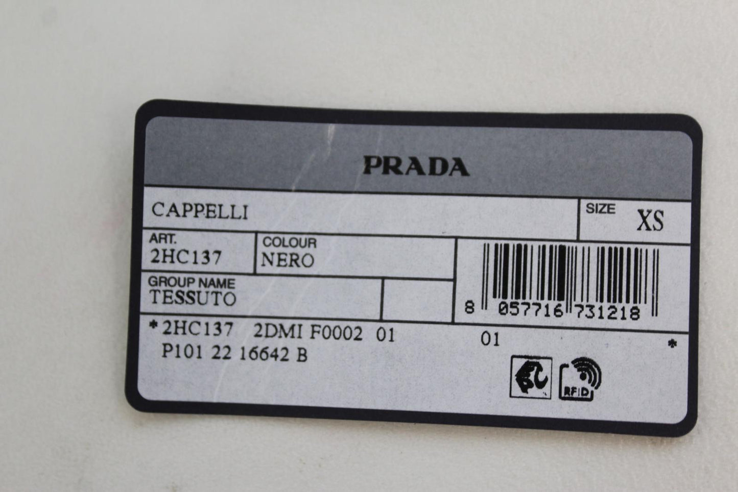 PRADA Men's Black Re Nylon Triangle Enamel Logo Bucket Hat Cap Size XS NEW