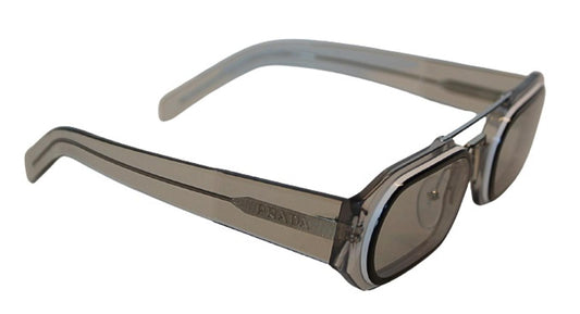 PRADA Men's SPR 01W 04L-4Q1 Clear Grey Sunglasses Rectangular 53-24-150 NEW