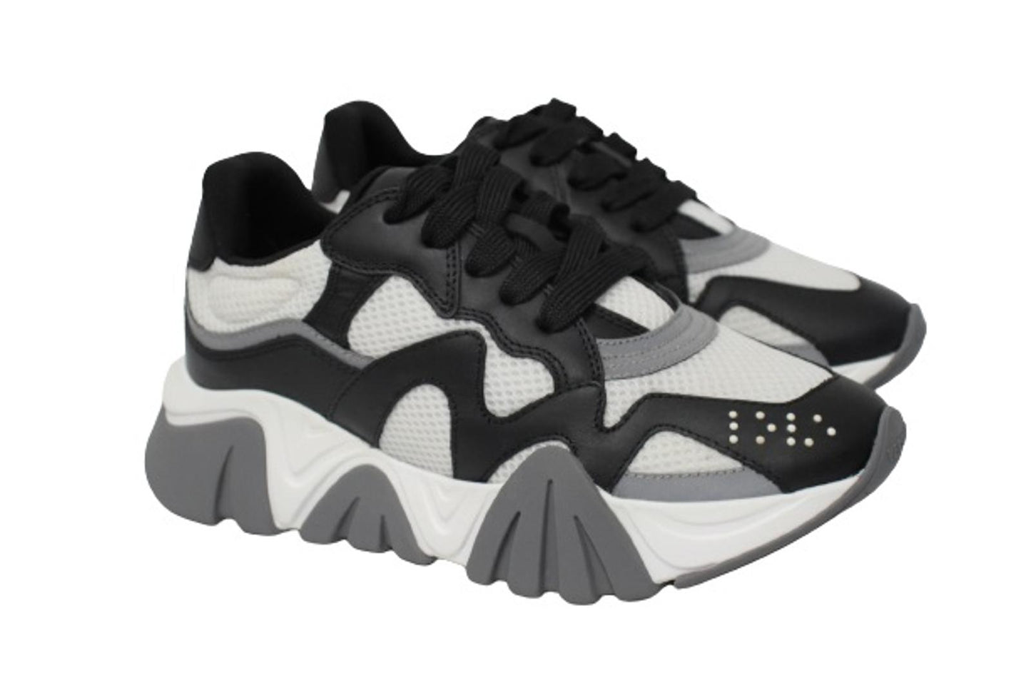 VERSACE Ladies Black & White Mesh Squalo Sneakers Trainers IT35.5 UK2.5 NEW