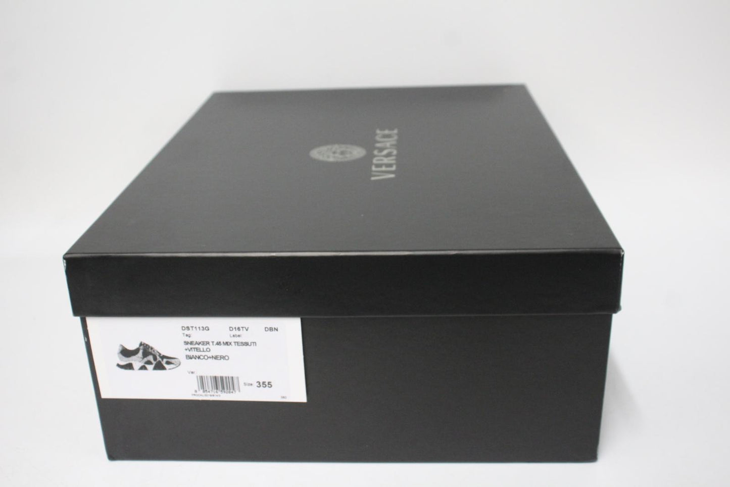 VERSACE Ladies Black & White Mesh Squalo Sneakers Trainers IT35.5 UK2.5 NEW