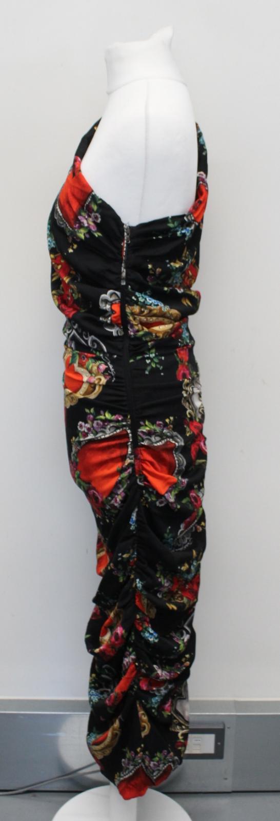 DOLCE & GABBANA Ladies Black Multi Heart Print One-Shoulder Dress IT44 UK12 NEW