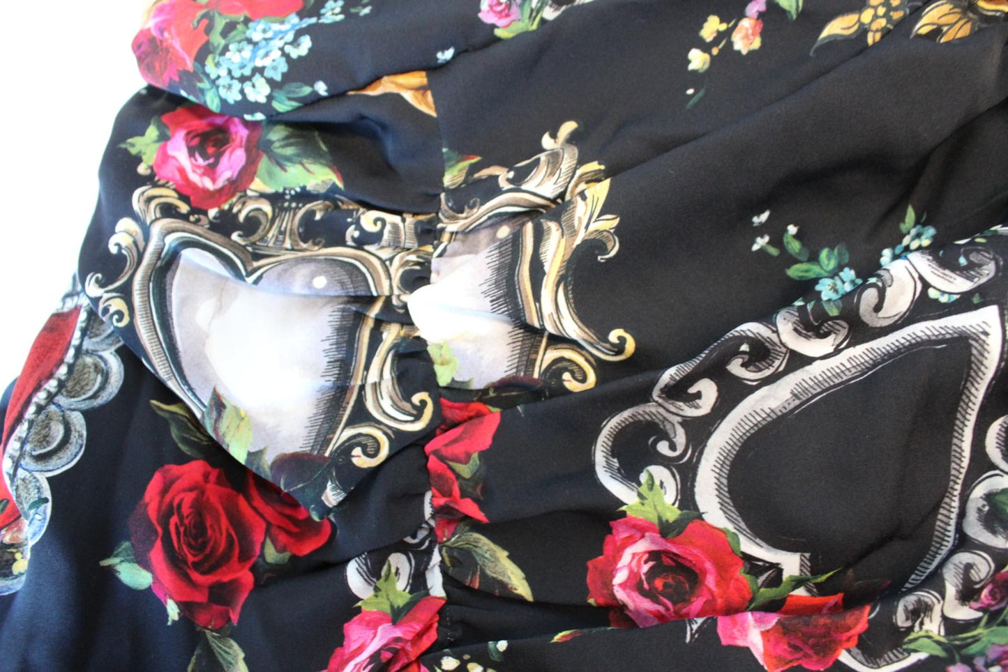 DOLCE & GABBANA Ladies Black Multi Heart Print One-Shoulder Dress IT44 UK12 NEW