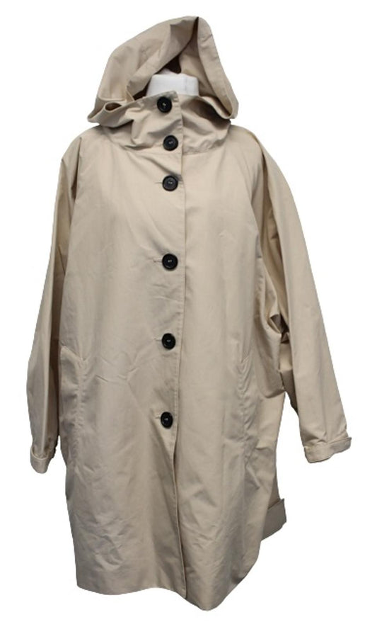 PRADA Ladies Neutral Beige Single-Breasted Hooded Oversized Coat IT42 UK10 NEW