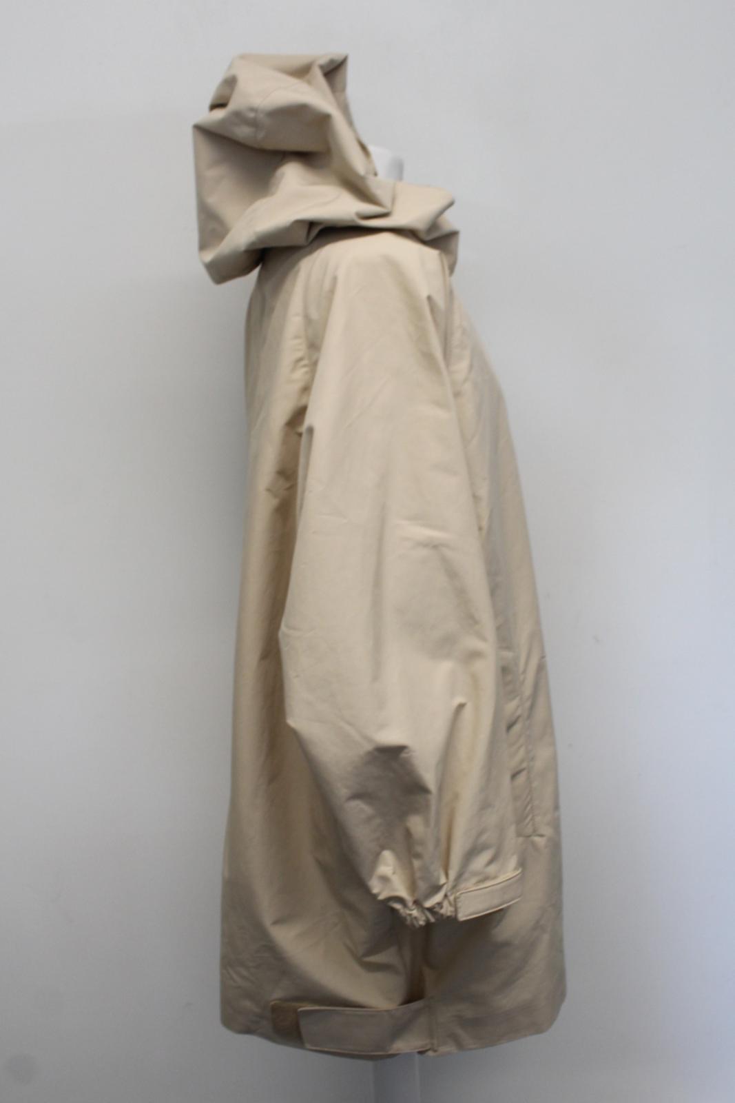 PRADA Ladies Neutral Beige Single-Breasted Hooded Oversized Coat IT42 UK10 NEW