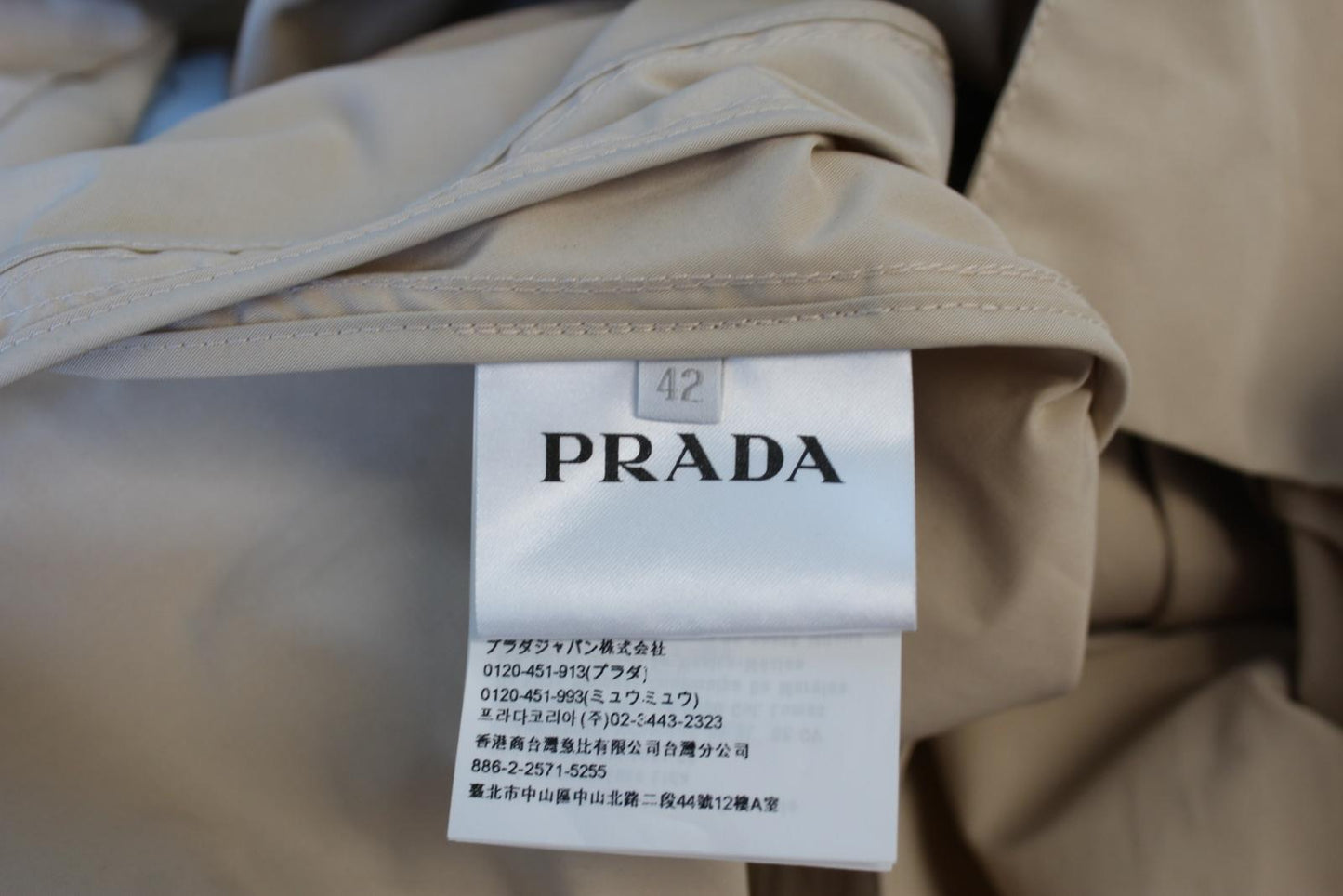 PRADA Ladies Neutral Beige Single-Breasted Hooded Oversized Coat IT42 UK10 NEW