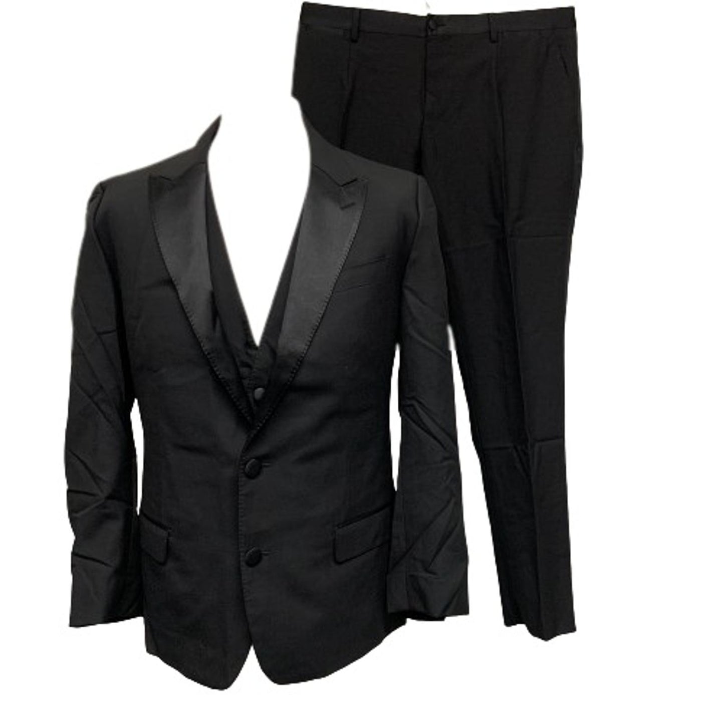 DOLCE & GABBANA Black Men's 3 Piece Martini Tailored 3 Piece Suit 52/ UK 42 NEW