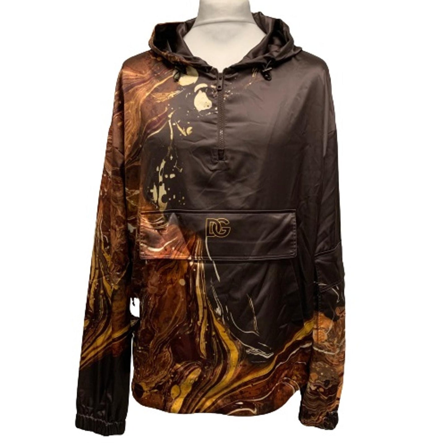 DOLCE & GABBANA Brown Pullover Mens Long Sleeve Hooded Anorak Style Jacket M NEW