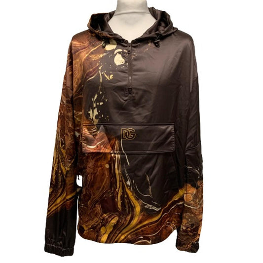DOLCE & GABBANA Brown Pullover Mens Long Sleeve Hooded Anorak Style Jacket M NEW